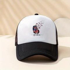 FREEDOM Butterfly Printed Baseball Cap Flag Pattern Mesh Trucker Hat