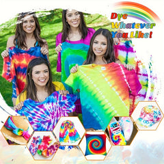 30 Colors Tie Dye Set Fabric Paint Squeeze Bottle Rubber Band Gloves DIY Craft