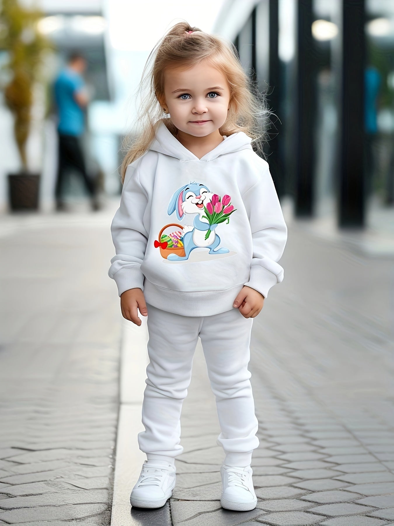 OERYUI Bunny Girl Print Outfits 2pcs Girls Hoodies Jogger Pants Set