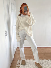 Sexy Sweater Women's Plus Stripe Hollow Out Long Sleeve V Neck
