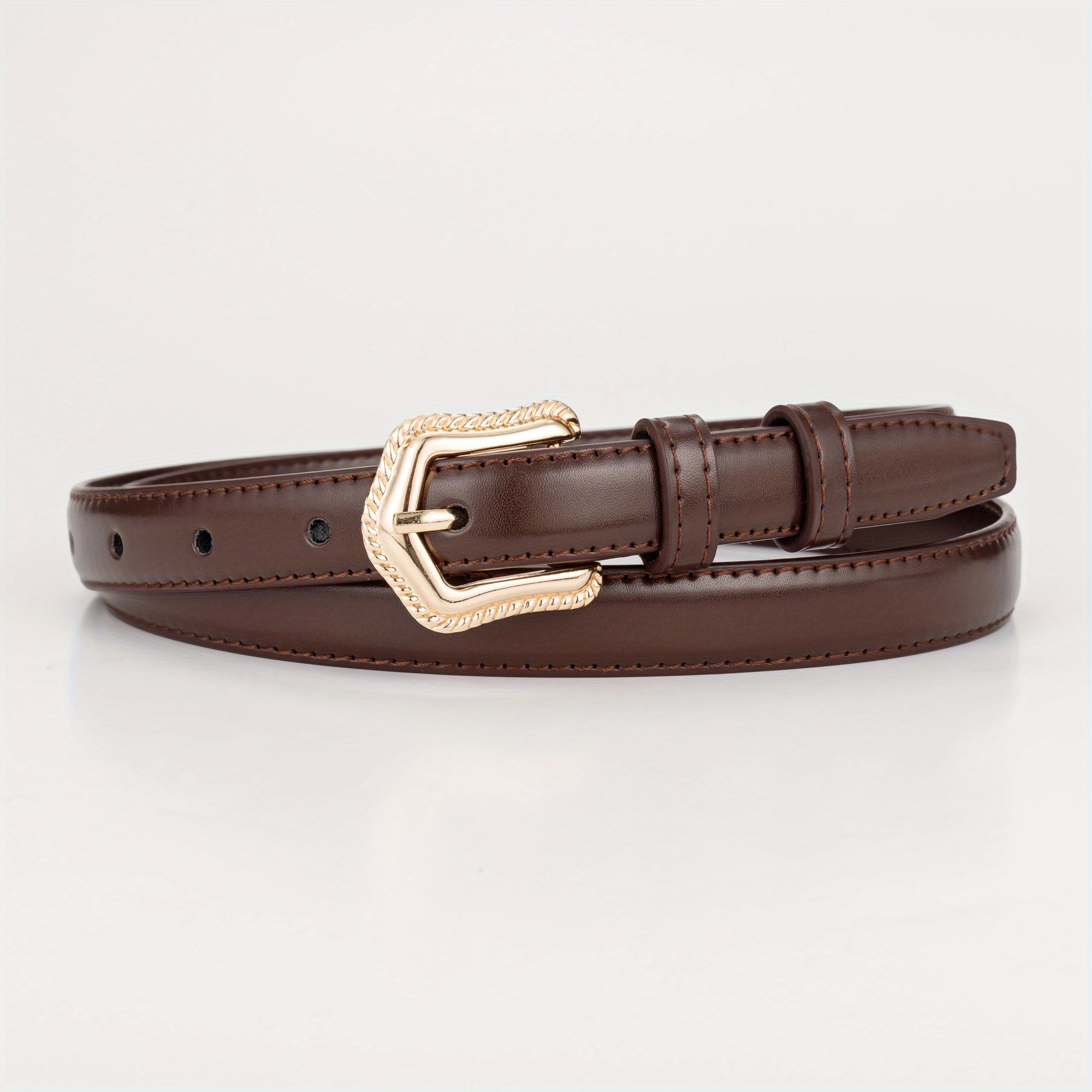 Golden Lace Buckle Head Leather Belt for Kids