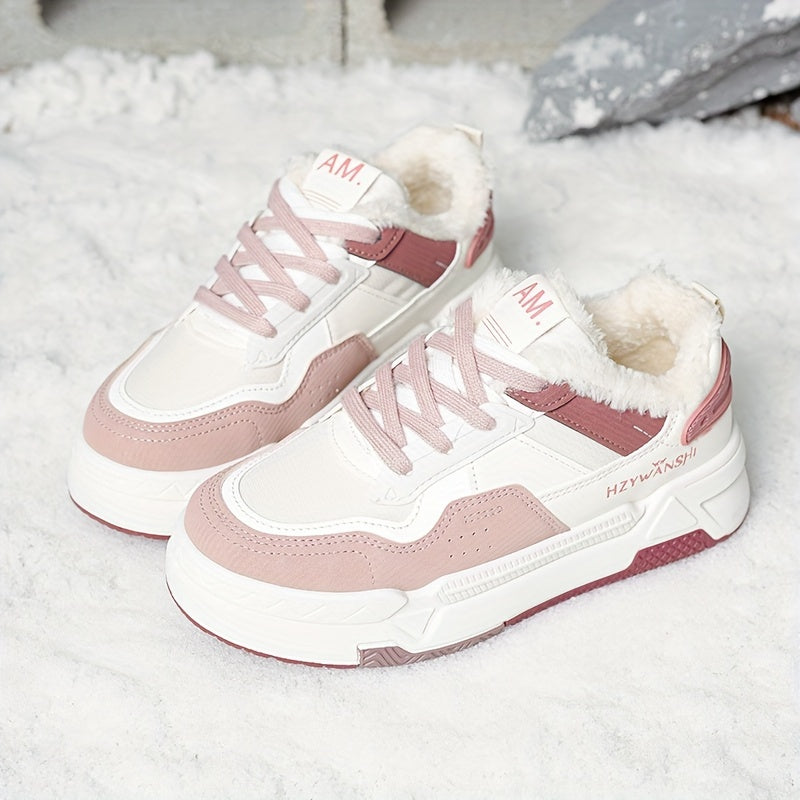 Women's Winter Lace-up Thermal Skate Shoes with Faux Fur Lining