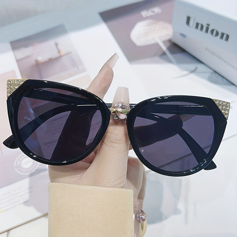Rhinestone Cat Eye Sunglasses Gradient UV400
