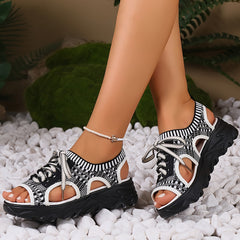 Women's Cutout Breathable Summer Sandals Lace up Lightweight