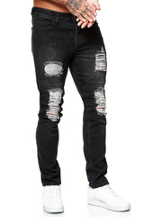 Slim Fit Ripped Jeans Mens Casual Distressed Stretch Denim Pants