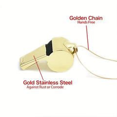Golden Referee Whistle with Stainless Steel Lanyard