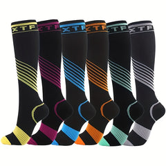 6 Pairs of Non-Slip Compression Thigh Socks for Fitness, Running, Cycling