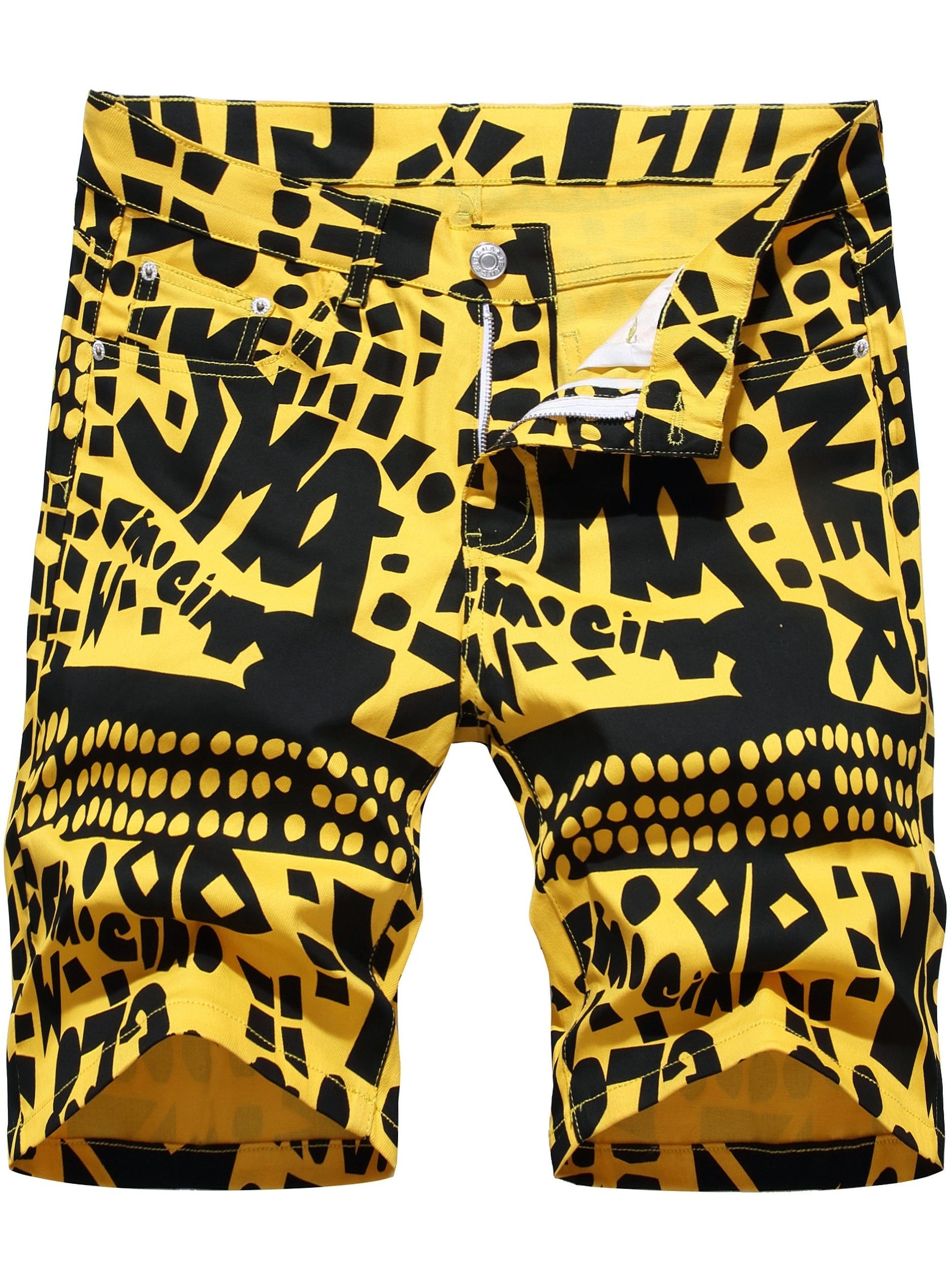 Creative Insect Print Denim Shorts for Men