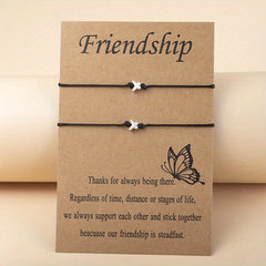 Small Butterfly PU Leather String Bracelet Set For Women