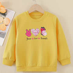 Peace Love Butterfly Girls Sweatshirt Casual Comfort Fit Toddler Tops Pullover