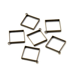 10Pcs Thin Square Rectangle Hollow Frame Pendant Charm for DIY Jewelry Making