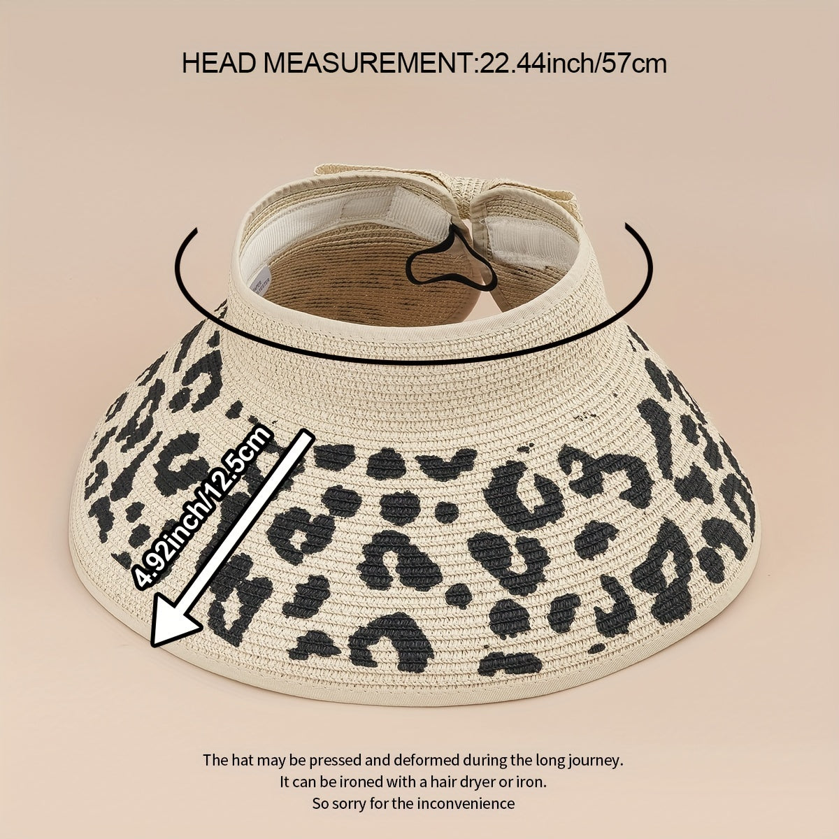 Leopard Print Summer Visor Straw Sun Hat UV Protection
