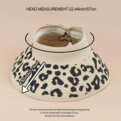 Leopard Print Summer Visor Straw Sun Hat UV Protection
