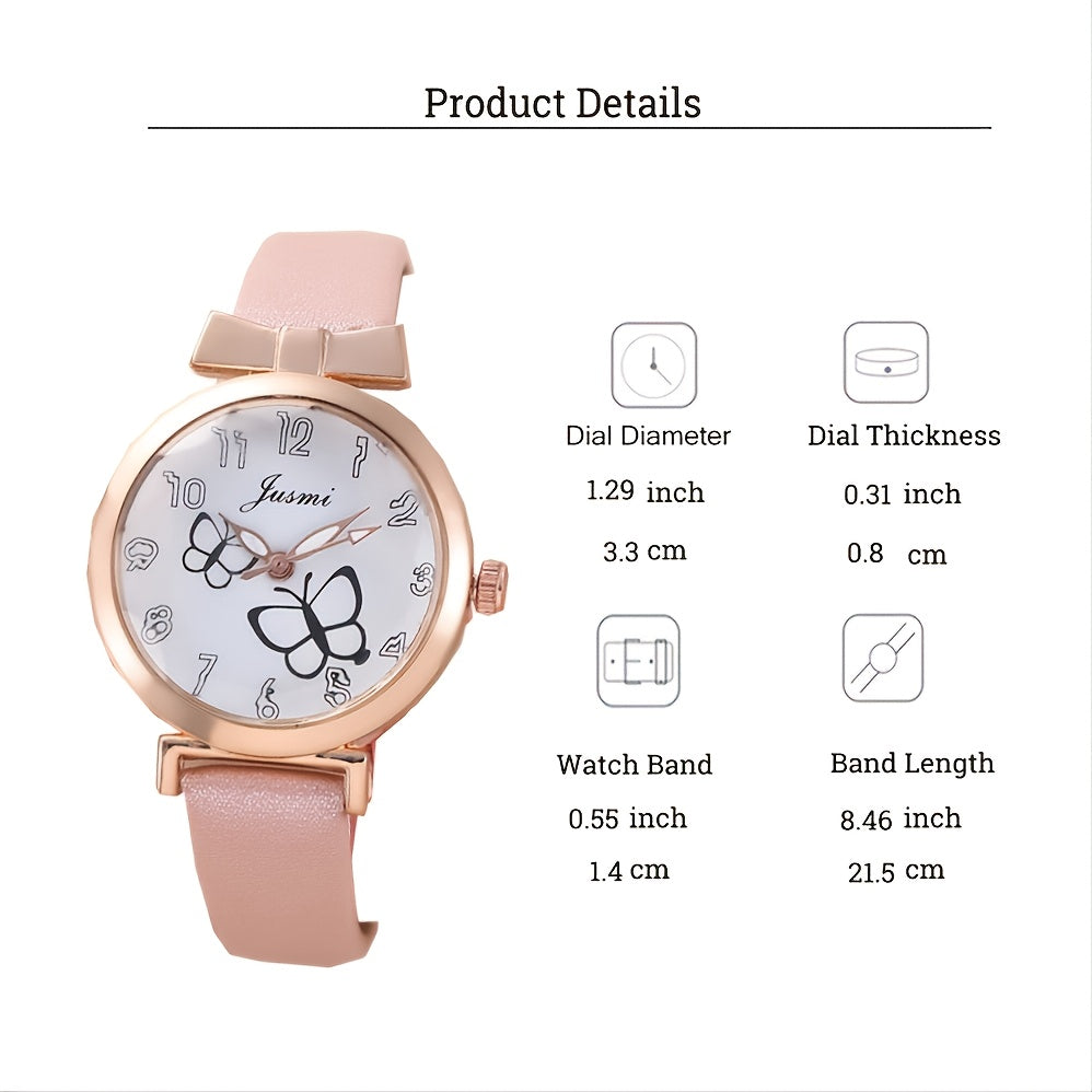 Toddler Girls Circle Butterfly Quartz Watch