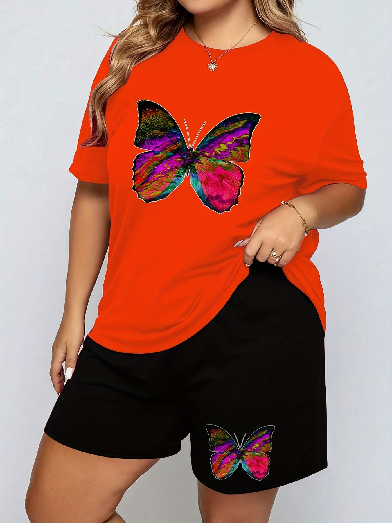 Butterfly Print Tee & Shorts Pajama Set