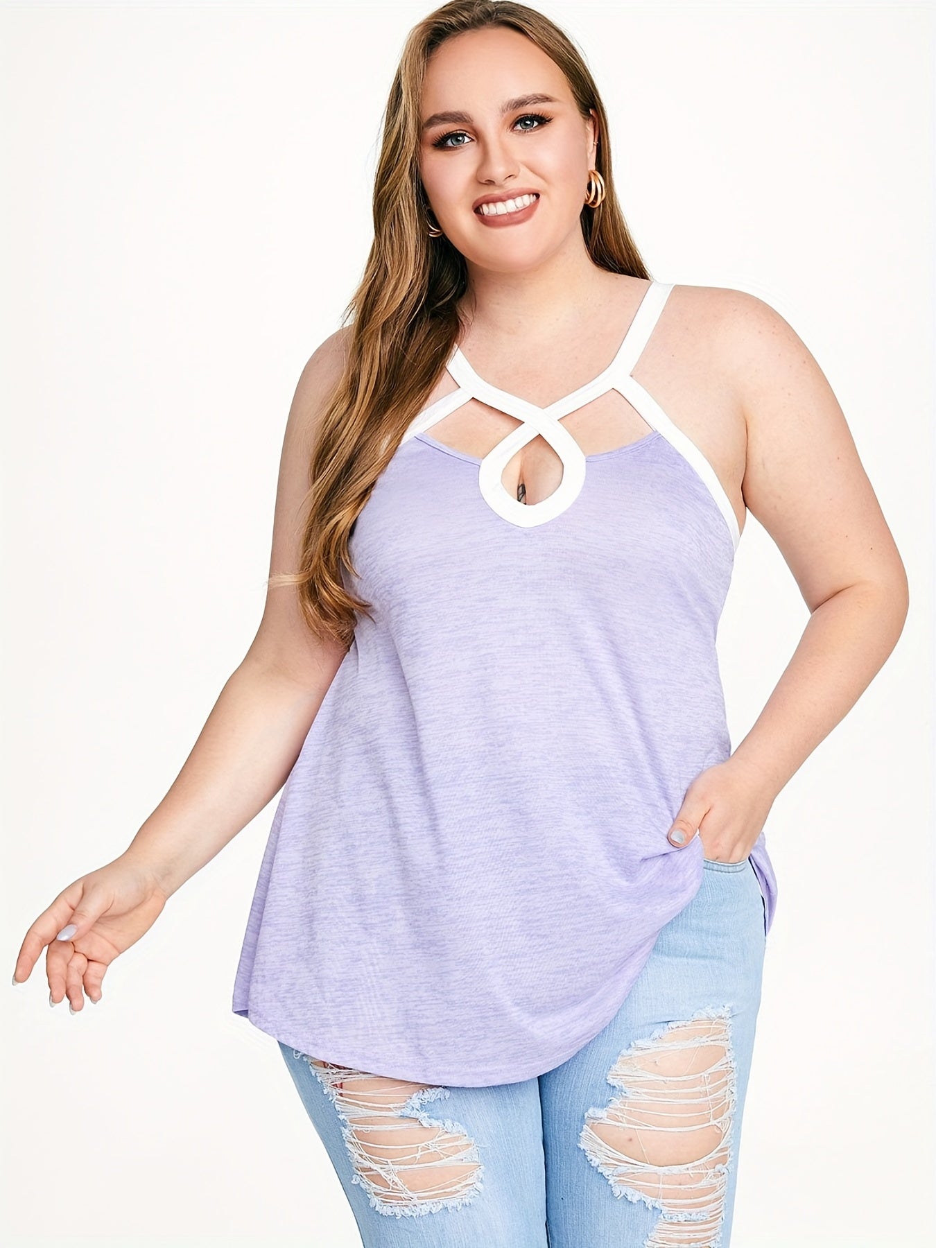 Colorblock Cut Out High Stretch Cami Top