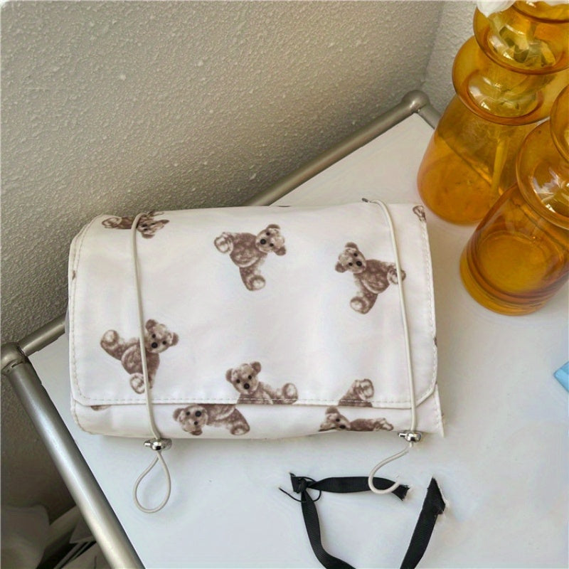 Portable 4-in-1 Roll Up Travel Toiletry Organizer with Cartoon Pattern