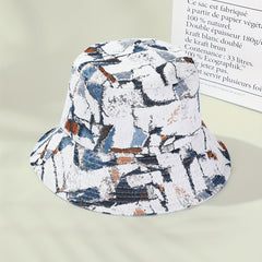 Vintage Graffiti Print Bucket Hat Lightweight Breathable