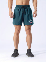 Quick Dry Drawstring Men's Swim Trunks Star And Stripes Print Board Shorts