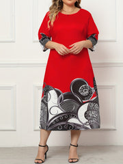 Casual Dress Women's Plus Graphic Print Midi Dress