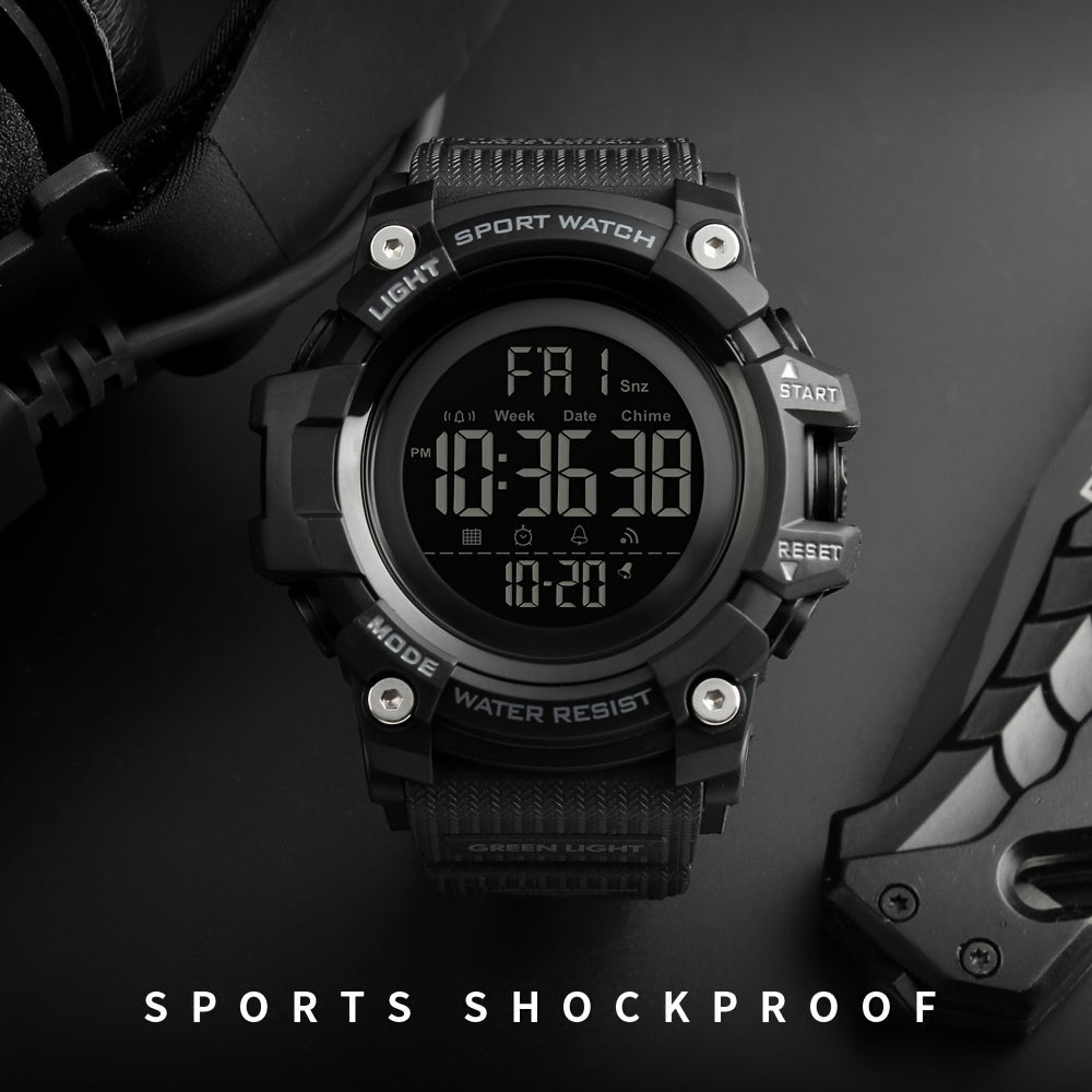 Unisex Waterproof Military Watch LED Chronograph Alarm Big Face
