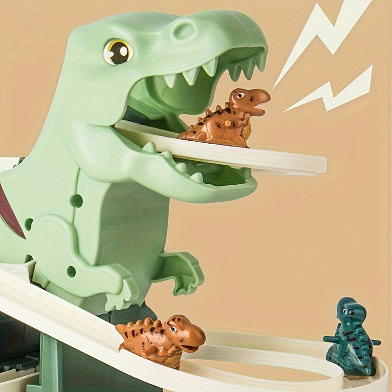 Jurassic Dino Slide Playset with 15 Cars Green Small Explorer Friction Game