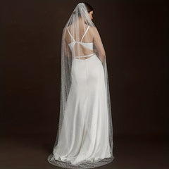 Bride Tulle Veil Faux Pearl Long Wedding Bridal Hair Accessories