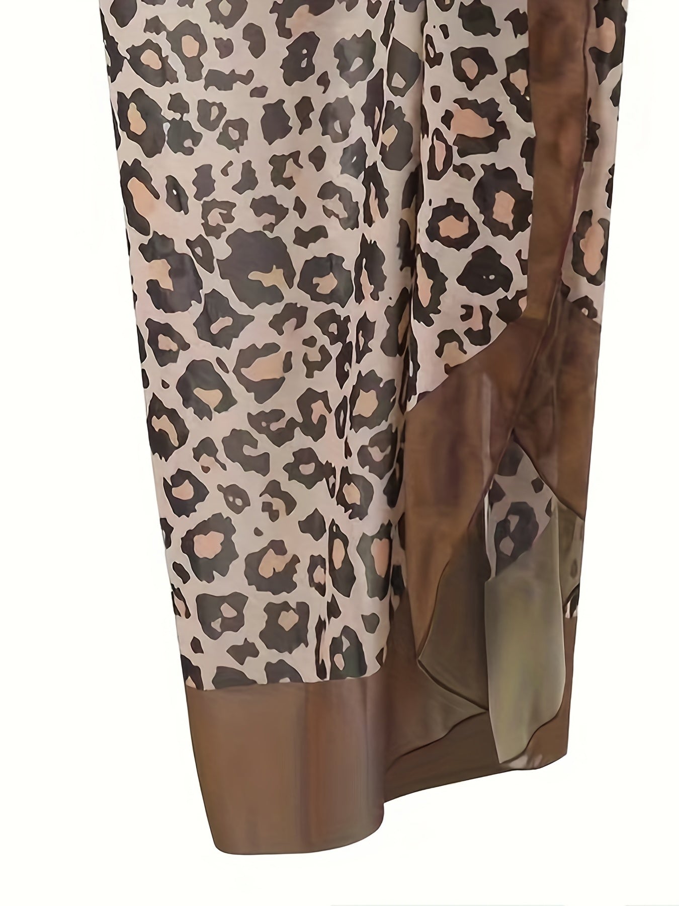 Leopard Print V Neck One Piece Swimsuit Set with Coverup Skirt