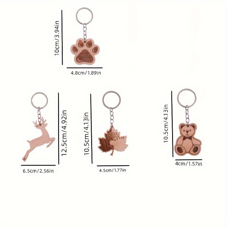 1pc Cartoon Wooden Car Keychain Creative Key Chain Keyring Pendant