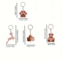 1pc Cartoon Wooden Car Keychain Creative Key Chain Keyring Pendant