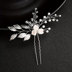 Faux Pearl Crystal Beads Bridal Hairpin Floral U Shaped Hair Sticks