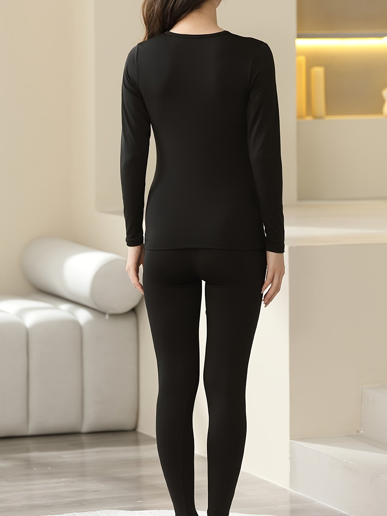 Women's Thermal Underwear Set Long Sleeve Crew Neck Tops & Pants