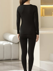 Women's Thermal Underwear Set Long Sleeve Crew Neck Tops & Pants