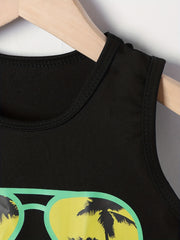 Boy's Sunglasses & Coconut Tree Print Tank Top Shorts Set