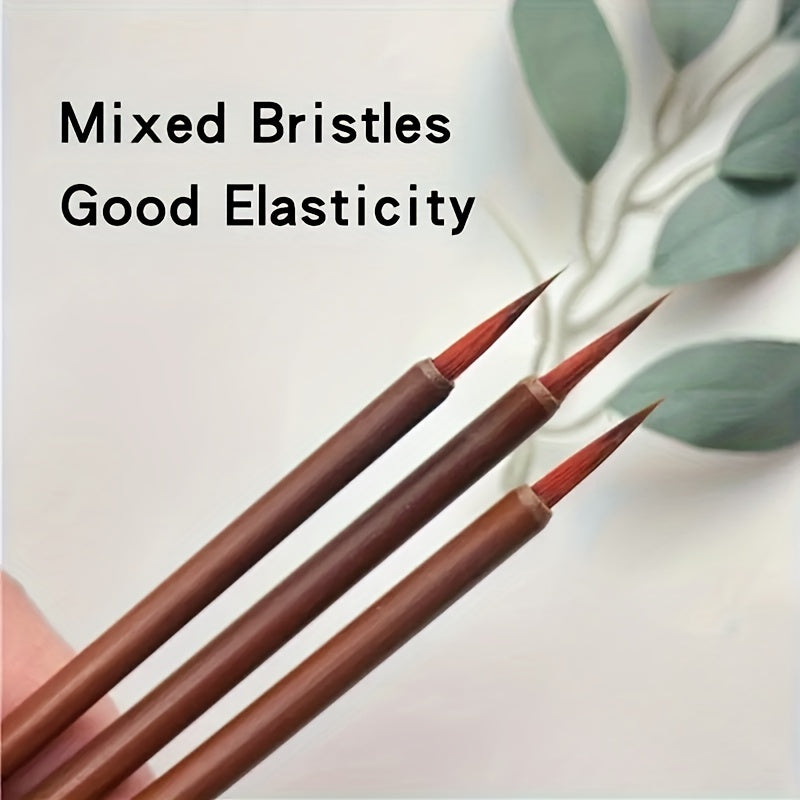 3pcs Detail Paint Brush Fine Pointed Tip Brushes For Acrylic Watercolor