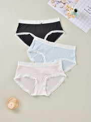 3 Pack Women's Plus Size Panties Set, Cooling Fabric Seamless with Contrast Trim