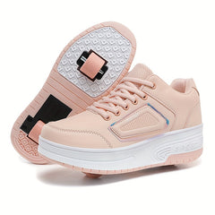 Girl's Roller Shoes Lace Up Comfy Skate Sneakers For Kids Teen