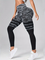 Camouflage Striped Leggings High Stretch Yoga Running Pants