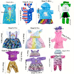 10 Sets Doll Clothes Accessories Fits Bitty 15 inch & American 18 Inch Dolls