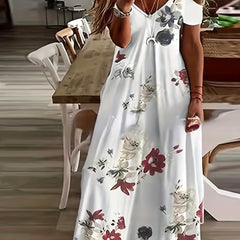 Floral Print Lace Strap Cold Shoulder Dress for Spring