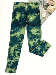 Tie Dye Seamless Yoga Pants High Waist Butt Lifting Breathable Sports Trousers