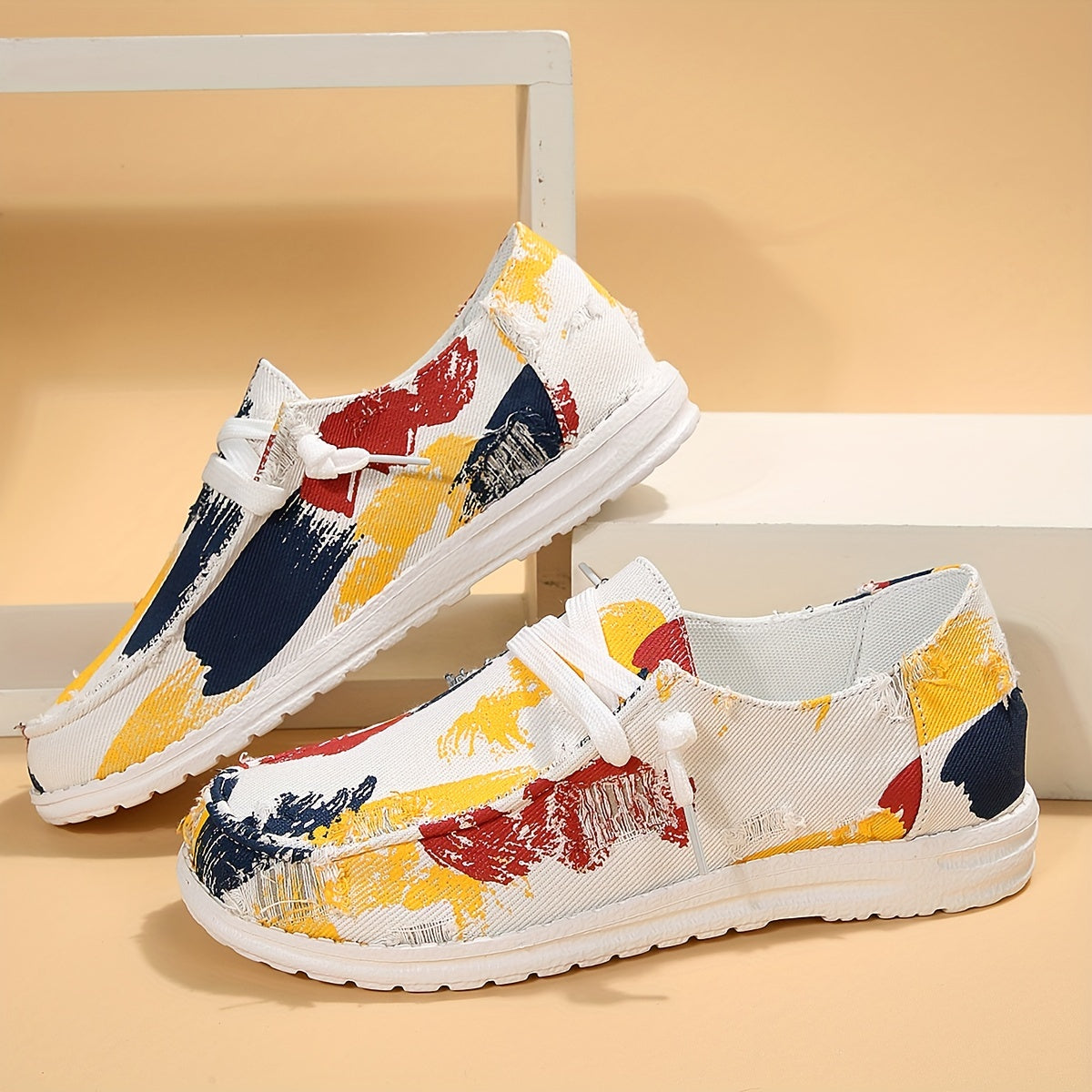 Women's Colorful Graffiti Print Walking Shoes Low Top Sneakers