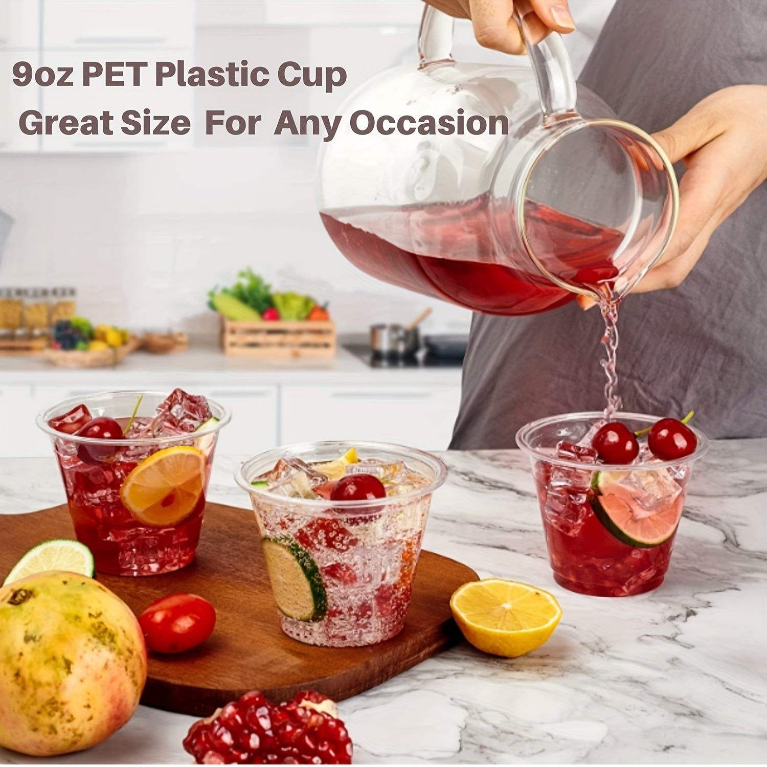 50pcs 9 Oz Clear Plastic Cups for Desserts Parfaits Ice Cream Cupcakes