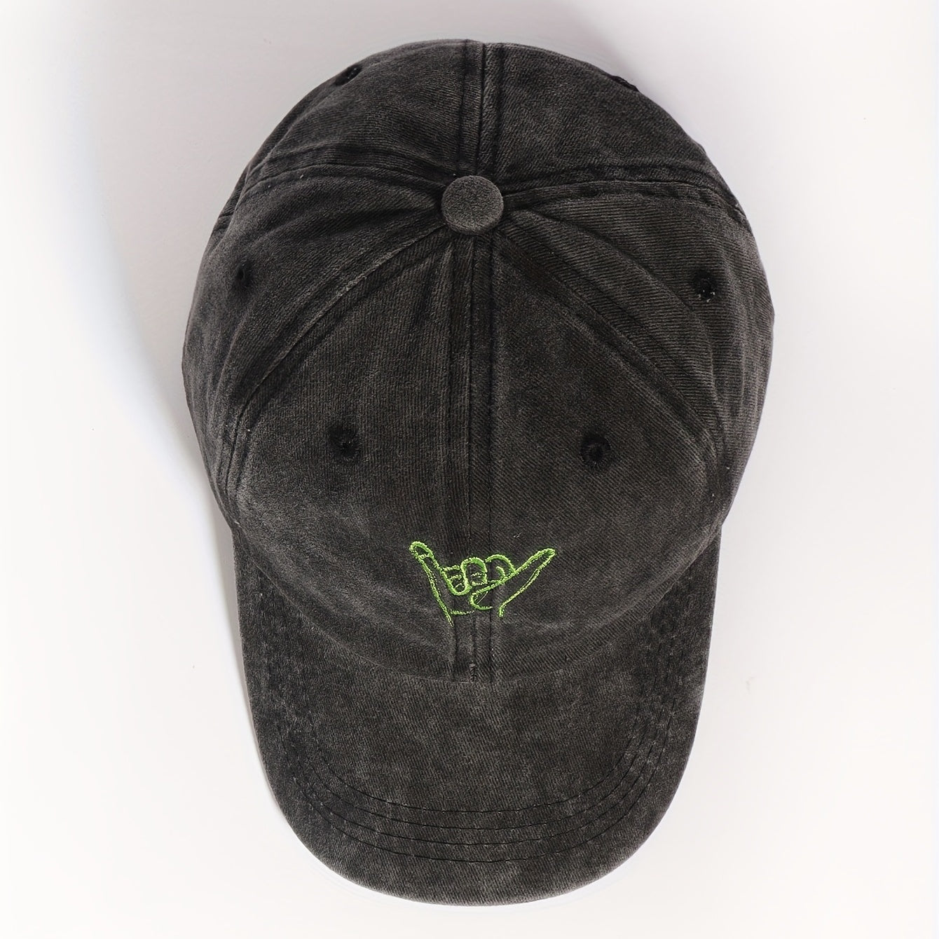 Distressed Embroidery Baseball Cap Gray Washed Unisex Dad Hat