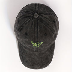 Distressed Embroidery Baseball Cap Gray Washed Unisex Dad Hat