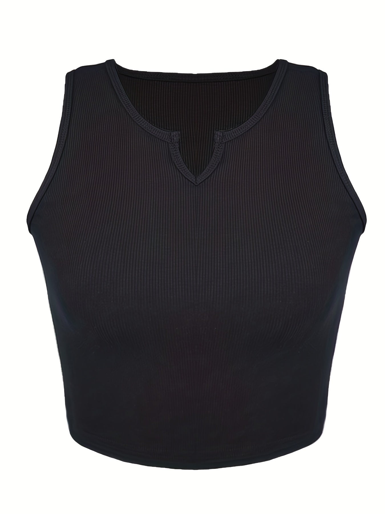 Ribbed Crop Tank V-Neck Sleeveless Top