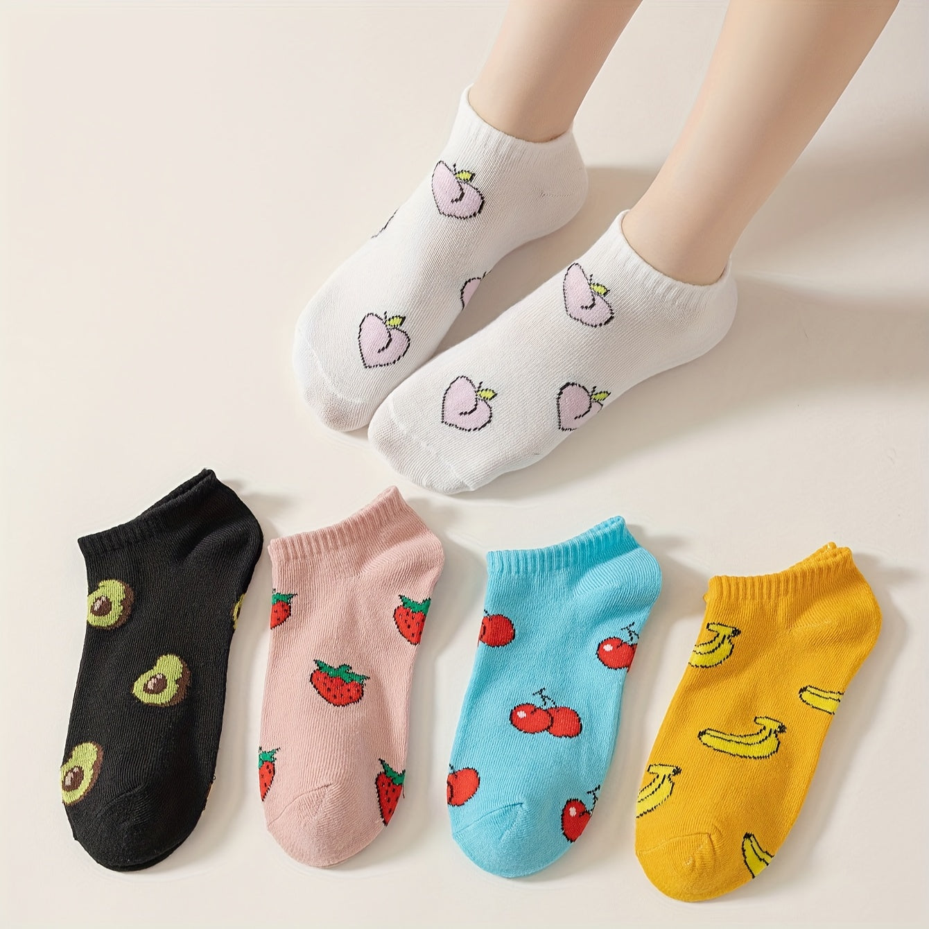 Fruit Print Socks & Low Cut Ankle Socks Women's Stockings