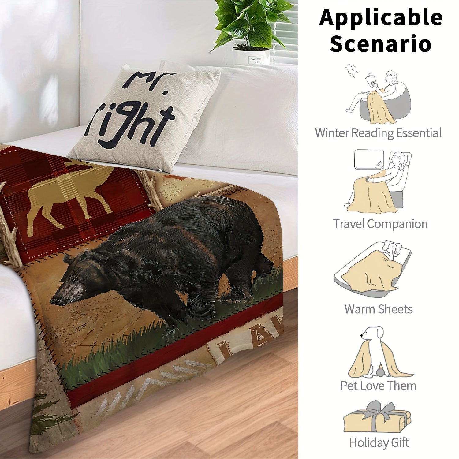 Christmas Decoration Blanket Lightweight Flannel Blanket for Couch Bedroom
