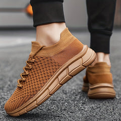 Men's Casual Weave Knit Lace Up Shoes Non Slip Sneaker