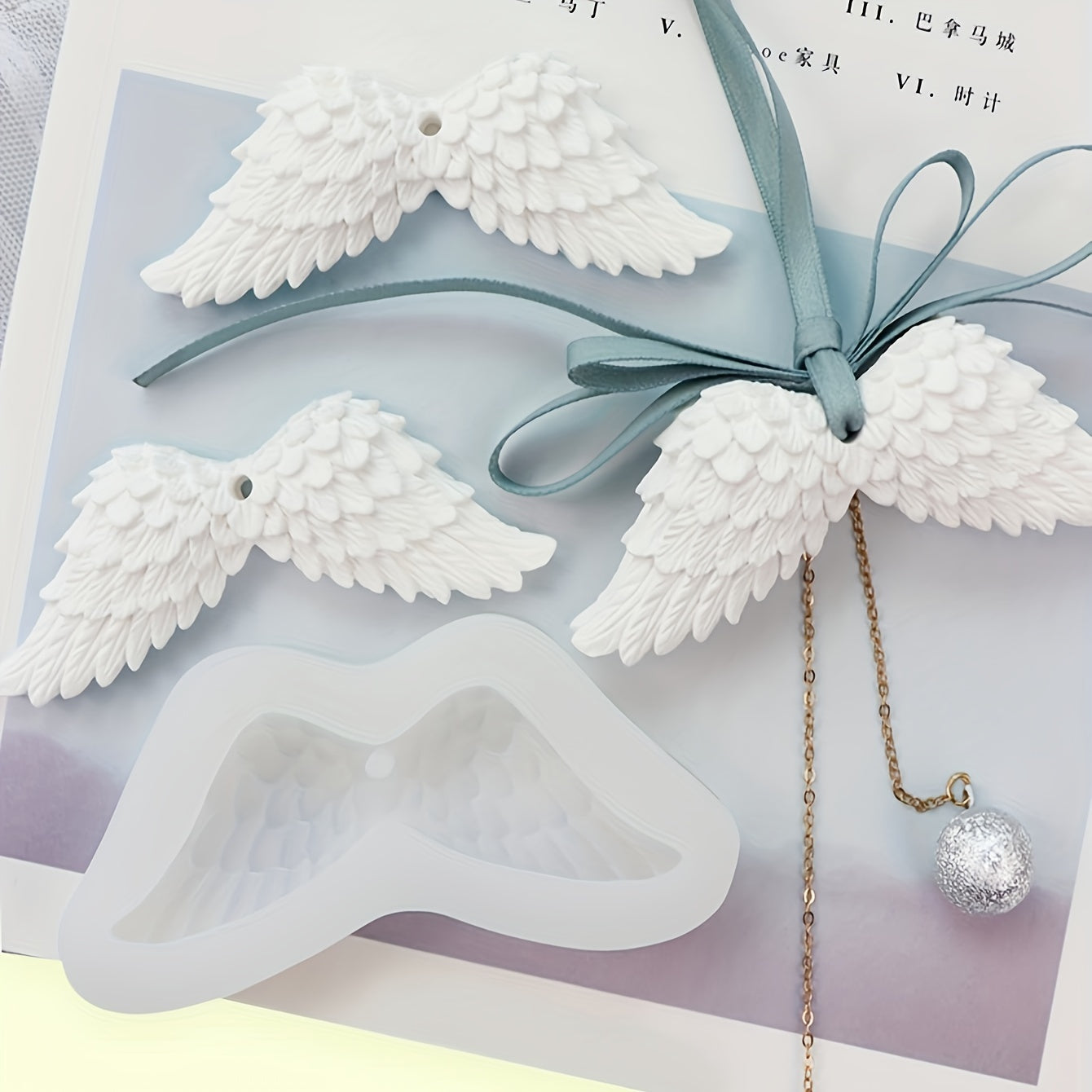 Angel Wings Aromatherapy Plaster Hanging Resin Silicone Mold